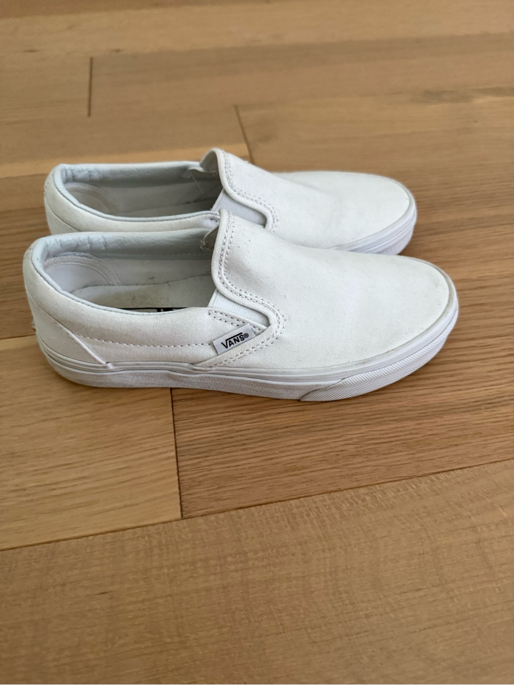 Vans White Canvas Slip-On Sneakers for Women